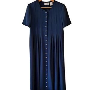 Liz Claiborne Vintage Dark Teal Polyester Pleated Midi Dress | Size 6